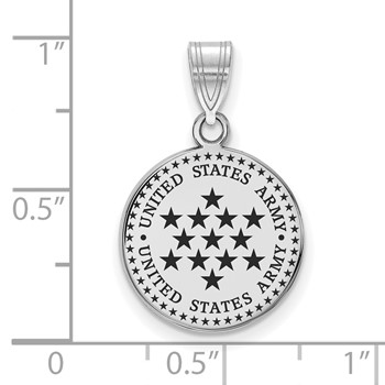 Sterling Silver Rhodium-pltd Medium United States Army Enameled Pendant — alternate view