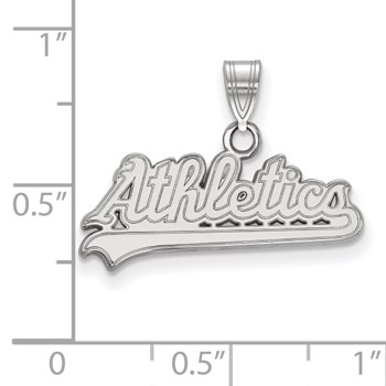 14k White Gold Major League Baseball LogoArt Oakland Athletics Script Small Pendant — alternate view