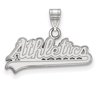 14k White Gold Major League Baseball LogoArt Oakland Athletics Script Small Pendant