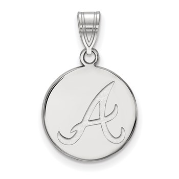 10k White Gold Major League Baseball LogoArt Atlanta Braves Medium Disc Pendant