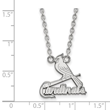 14k White Gold Major League Baseball LogoArt St. Louis Cardinals Large Pendant Necklace — alternate view