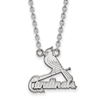 14k White Gold Major League Baseball LogoArt St. Louis Cardinals Large Pendant Necklace