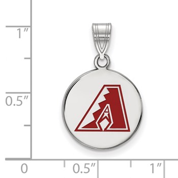 Sterling Silver Rhodium Plated Major League Baseball LogoArt Arizona Diamondbacks Enamel Pendant — alternate view