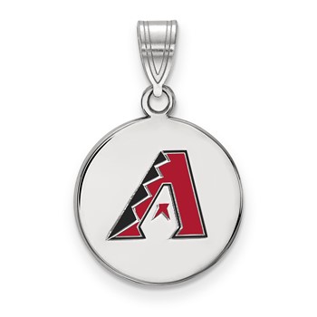 Sterling Silver Rhodium Plated Major League Baseball LogoArt Arizona Diamondbacks Enamel Pendant