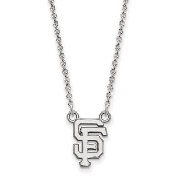 14k White Gold Major League Baseball LogoArt San Francisco Giants S-F Small Pendant Necklace