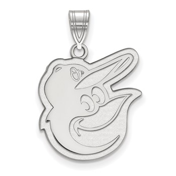14k White Gold Major League Baseball LogoArt Baltimore Orioles w/Baseball Cap Pendant