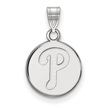14k White Gold Major League Baseball LogoArt Philadelphia Phillies Letter P Disc Pendant