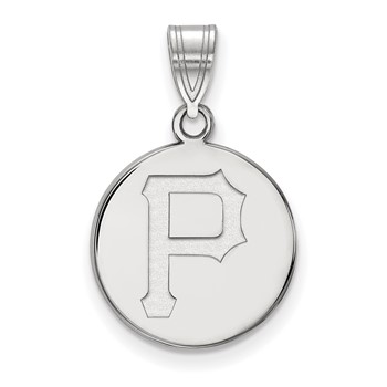 10k White Gold Major League Baseball LogoArt Pittsburgh Pirates P Medium Disc Pendant
