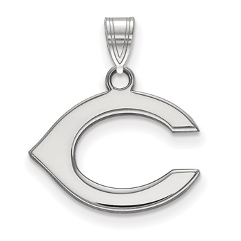 Sterling Silver Rhodium Plated Major League Baseball LogoArt Cincinnati Reds Letter C Pendant