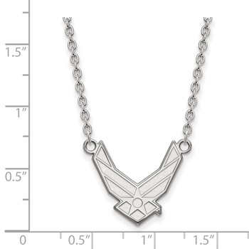 Sterling Silver Rhodium-plated LogoArt U.S. Air Force Large Pendant 18 inch Necklace — alternate view