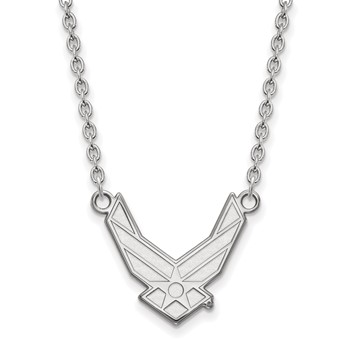 Sterling Silver Rhodium-plated LogoArt U.S. Air Force Large Pendant 18 inch Necklace