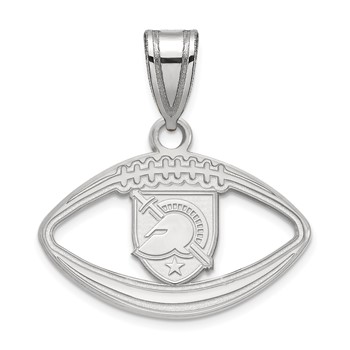 Sterling Silver Rhodium-plated LogoArt U.S. Military Academy Letter A Football Pendant