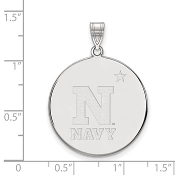 10k White Gold LogoArt US Naval Academy Extra Large Disc Pendant — alternate view