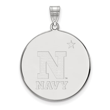 10k White Gold LogoArt US Naval Academy Extra Large Disc Pendant