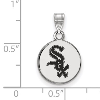 Sterling Silver Rhodium Plated Major League Baseball LogoArt Chicago White Sox Enamel Pendant — alternate view