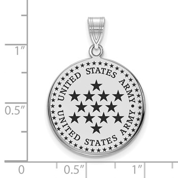 Sterling Silver Rhodium-plated Large United States Army Enameled Pendant — alternate view