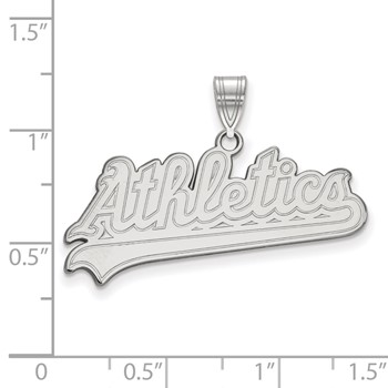 Sterling Silver Rhodium Plated Major League Baseball LogoArt Oakland Athletics Large Pendant — alternate view