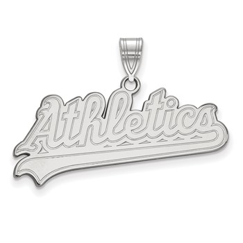 Sterling Silver Rhodium Plated Major League Baseball LogoArt Oakland Athletics Large Pendant