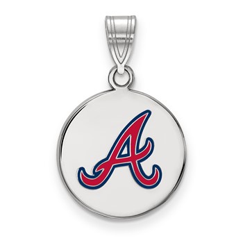 Sterling Silver Rhodium Plated Major League Baseball LogoArt Atlanta Braves Enameled Pendant