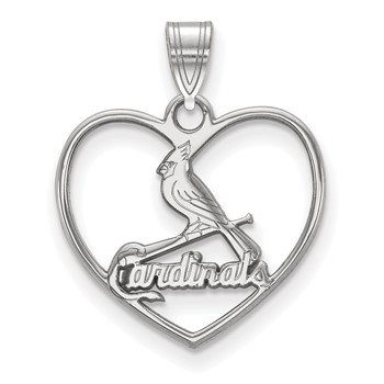 SS/Rh-p Major League Baseball LogoArt St. Louis Cardinals Heart Pendant