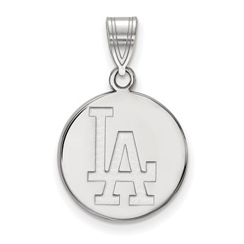 10k White Gold Major League Baseball LogoArt Los Angeles Dodgers Medium Disc Pendant