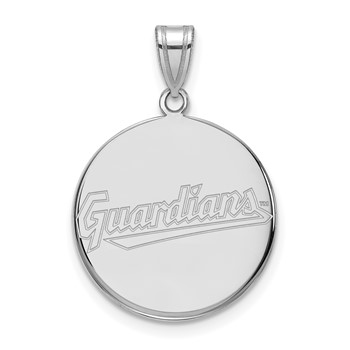 14k White Gold Major League Baseball LogoArt Cleveland Guardians Large Disc Pendant
