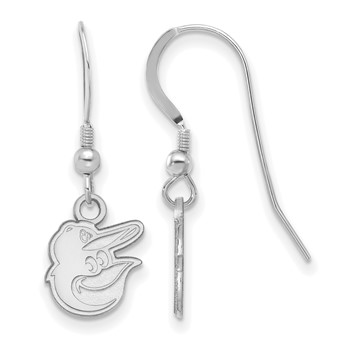 Sterling Silver Rhodium Plated Major League Baseball LogoArt Baltimore Orioles Dangle Earrings