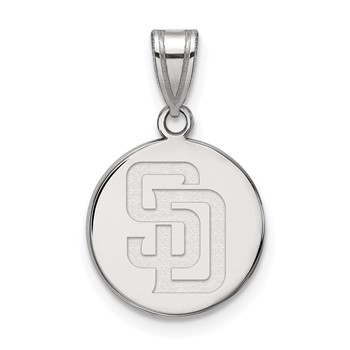 Sterling Silver Rhodium Plated Major League Baseball LogoArt San Diego Padres Medium Disc Pendant