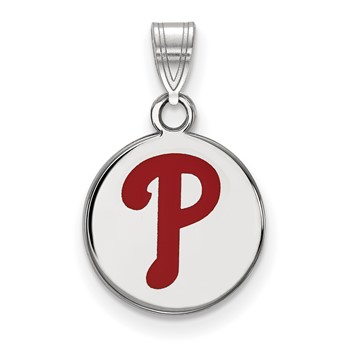 Sterling Silver Rhodium Plated Major League Baseball LogoArt Philadelphia Phillies Enamel Pendant