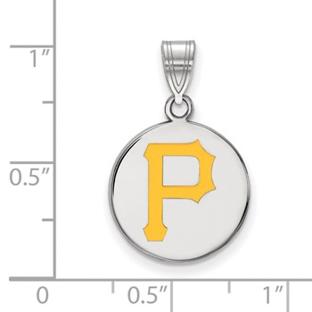 Sterling Silver Rhodium Plated Major League Baseball LogoArt Pittsburgh Pirates P Enamel Pendant — alternate view