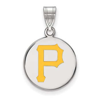 Sterling Silver Rhodium Plated Major League Baseball LogoArt Pittsburgh Pirates P Enamel Pendant