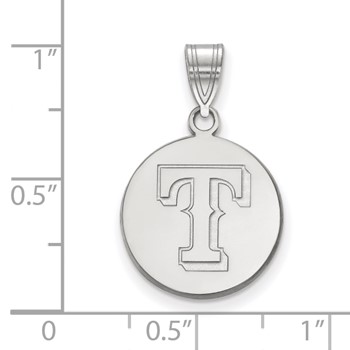 10k White Gold Major League Baseball LogoArt Texas Rangers Letter T Medium Disc Pendant — alternate view