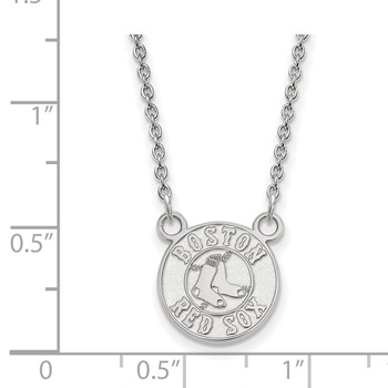 14k White Gold Major League Baseball LogoArt Boston Red Sox Small Pendant Necklace — alternate view