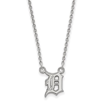 10k White Gold Major League Baseball LogoArt Detroit Tigers D Small Pendant Necklace