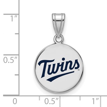 Sterling Silver Rhodium Plated Major League Baseball LogoArt Minnesota Twins Enamel Disc Pendant — alternate view