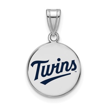 Sterling Silver Rhodium Plated Major League Baseball LogoArt Minnesota Twins Enamel Disc Pendant