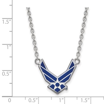 Sterling Silver Rhodium-plated LogoArt U.S. Air Force Large Enameled Pendant 18 inch Necklace — alternate view