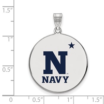 Sterling Silver Rhodium-plated LogoArt US Naval Academy Extra Large Enameled Disc Pendant — alternate view