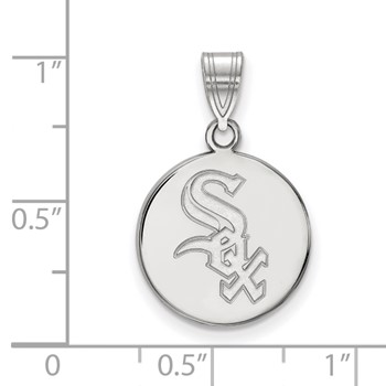 Sterling Silver Rhodium Plated Major League Baseball LogoArt Chicago White Sox Medium Pendant — alternate view