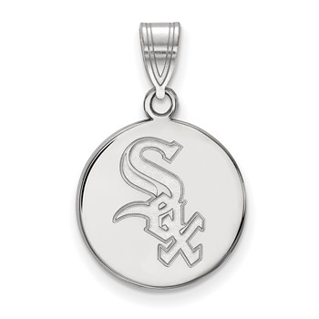 Sterling Silver Rhodium Plated Major League Baseball LogoArt Chicago White Sox Medium Pendant