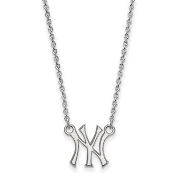 14k White Gold Major League Baseball LogoArt New York Yankees N-Y Small Pendant Necklace