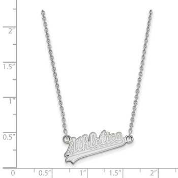 Sterling Silver Rhodium Plated Major League Baseball LogoArt Oakland Athletics Pendant Necklace — alternate view