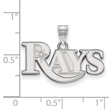 14k White Gold Major League Baseball LogoArt Tampa Bay Rays Team Script Small Pendant — alternate view