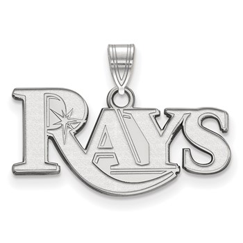 14k White Gold Major League Baseball LogoArt Tampa Bay Rays Team Script Small Pendant