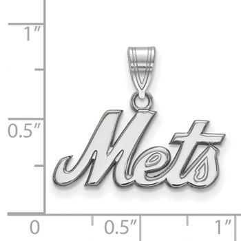 10k White Gold Major League Baseball LogoArt New York Mets Script Large Pendant — alternate view