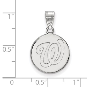 14k White Gold Major League Baseball LogoArt Washington Nationals W Medium Disc Pendant — alternate view