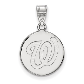 14k White Gold Major League Baseball LogoArt Washington Nationals W Medium Disc Pendant
