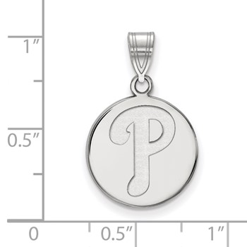 10k White Gold Major League Baseball LogoArt Philadelphia Phillies Letter P Disc Pendant — alternate view