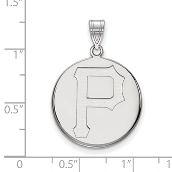 10k White Gold Major League Baseball LogoArt Pittsburgh Pirates Letter P Large Disc Pendant — alternate view