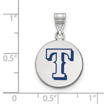 SS/Rh-p Major League Baseball LogoArt Texas Rangers Enamel Disc Pendant — alternate view